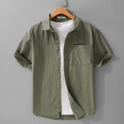 Summer Menswear White Simple Short Sleeve Shirt