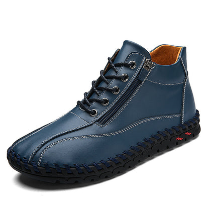 Autumn And Winter Mid-top Work Shoes Side Zipper Casual