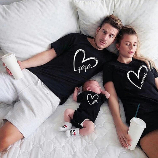 Love Type Papa Mama Big Sis Bro Family Wear Parent-child T-shirt Short Sleeve