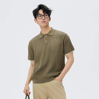 Business Casual Sweater Men's High Sense Summer Contrast Color Lapels