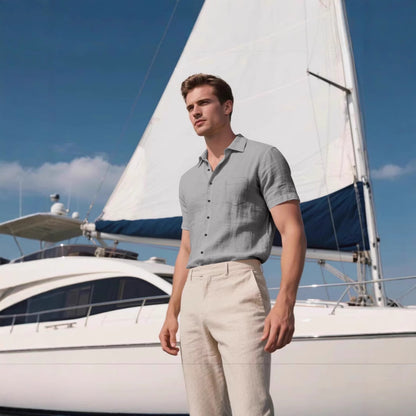 Men's Linen Short-sleeved Shirt