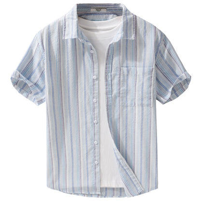 Summer Menswear Striped Minimalist Short Sleeve Shirt