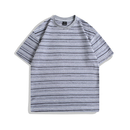 Color Striped Short Sleeve Round Neck Couple Half Sleeve T-shirt
