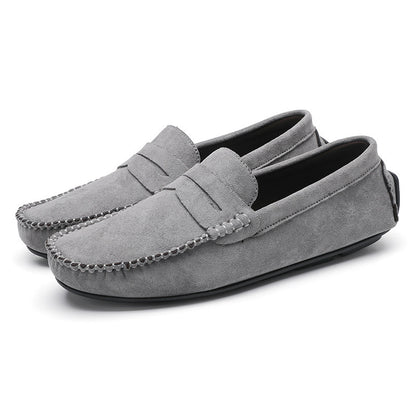 Hand-stitched Men's Beanie Shoes Velvet Leather Handmade