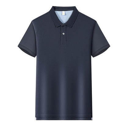 220g Back Of Turtle Split Solid Color Polo Collar T-shirt