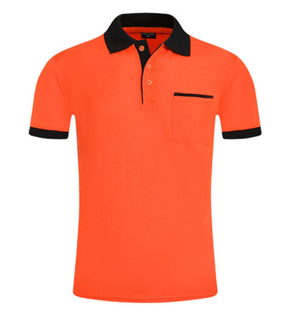 Summer Pocket Color Matching Collar Polo Shirt