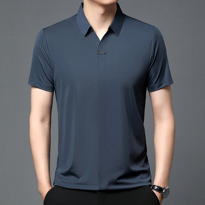 Ice Silk Short Sleeve Men's Fashion Casual Lapel