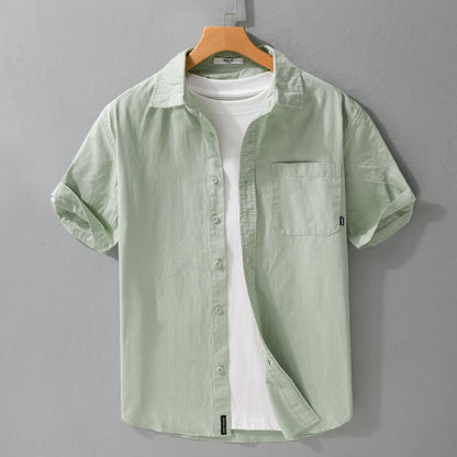 Summer Menswear White Simple Short Sleeve Shirt