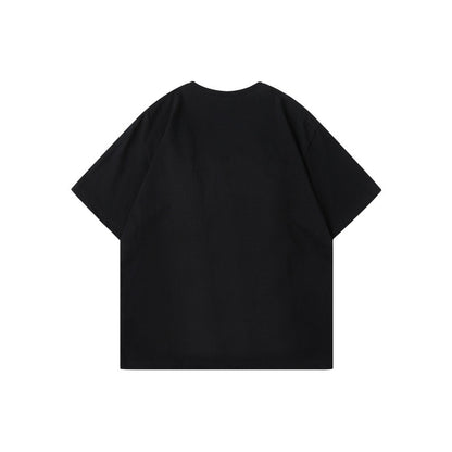 Color Contrast Patchwork Design Round Neck Loose Short Sleeves