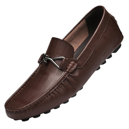 Summer New Leather Shoes Cowhide Gommino Increased 6CM Leisure