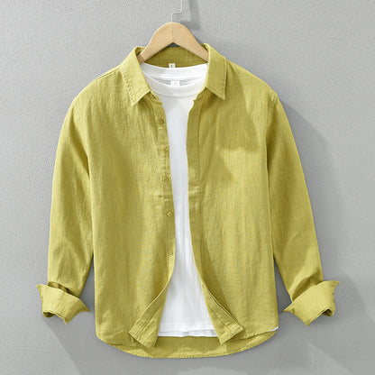 Long Sleeve Shirt Men's Fashion Casual Artistic Loose Linen Top