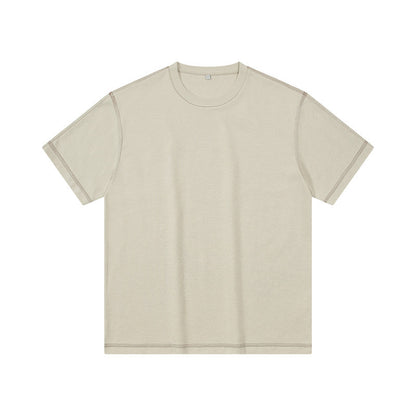 Retro Shoulder Contrasting Color Line Short Sleeved Shirt