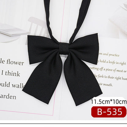 JK Tie Black Gray Plaid Striped Girl Bow