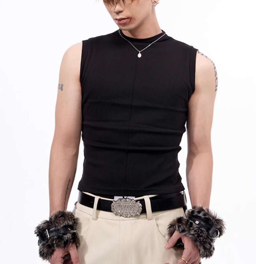 Slim-fit Stretch Waistcoat V-neck Sleeveless T-shirt