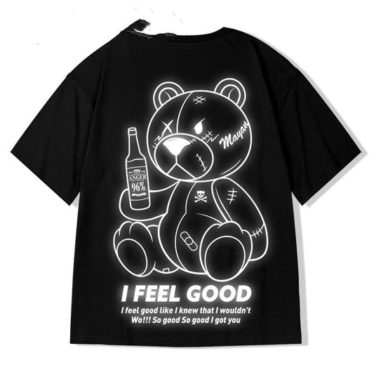 Reflective Short-sleeved Men's And Women's Same Style Lovers T-shirt