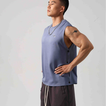 Korean Style Fitness Sports Loose Vest Can Be Opened On Both Sides Hidden Hook Design