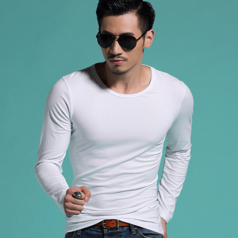 Men's Slim V-neck Bottoming Shirt Solid Color T-shirt