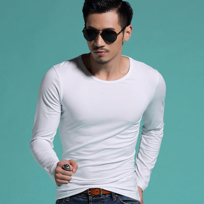 Men's Slim V-neck Bottoming Shirt Solid Color T-shirt