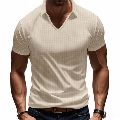 Men's Simplicity Casual V-neck Design Loose Trendy Short Sleeve