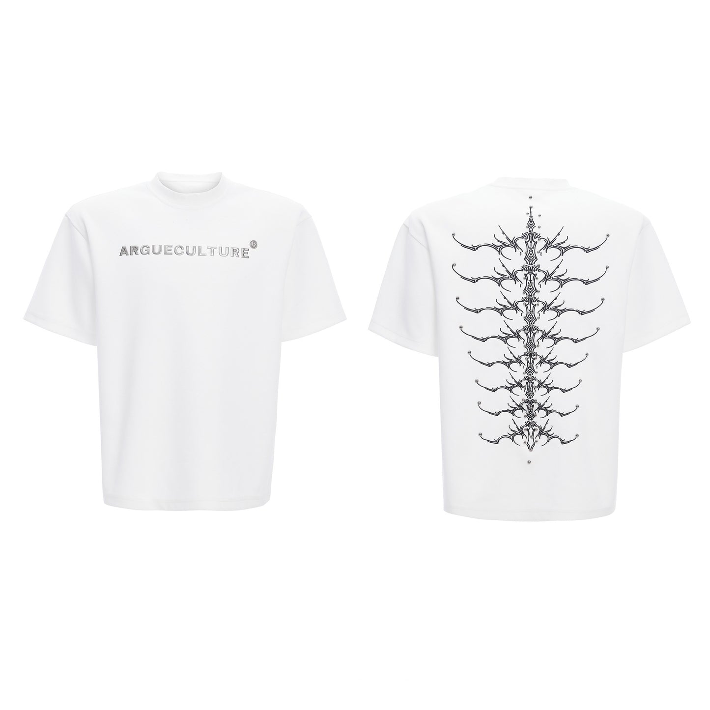 Snake Pupil Backbone Heavy Rivet Backbone Embroidered Short Sleeve Men