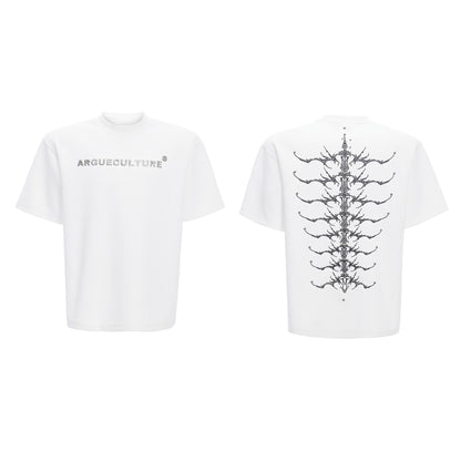 Snake Pupil Backbone Heavy Rivet Backbone Embroidered Short Sleeve Men