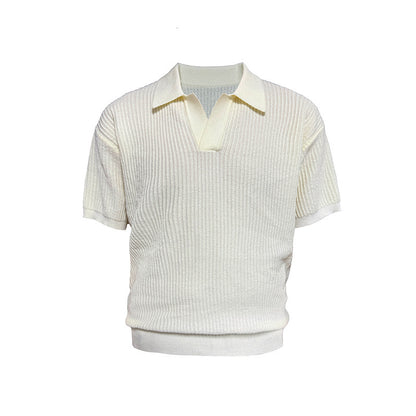 Business Style Polo Collar Stripes Ice Silk Breathable
