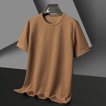 Summer Solid Color Men's Polyester Round Neck T-shirt