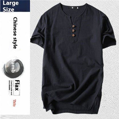 Loose Cotton And Linen T-shirt Men