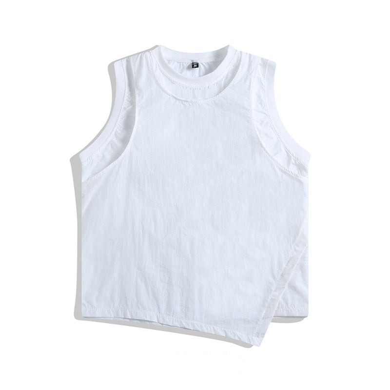Fake Two-piece Ice Silk Quick-drying Vest Workout Sleeveless T-shirt