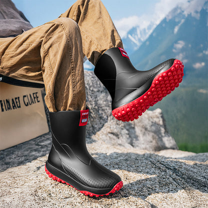 Mid And Low Tube Men's Rain Boots Outdoor Non-slip Waterproof Shoes