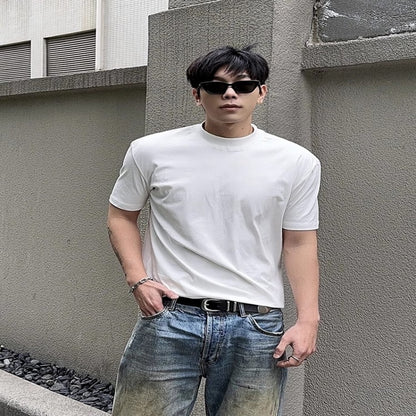 Summer Shoulder Half Turtleneck Cuff Short Sleeve