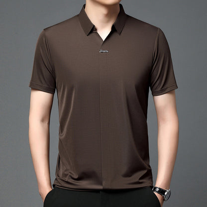 Ice Silk Short Sleeve Men's Fashion Casual Lapel