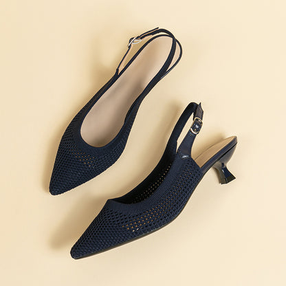 Flyknit Hollow Temperament Pointed Toe Toe High Heels Cooldown