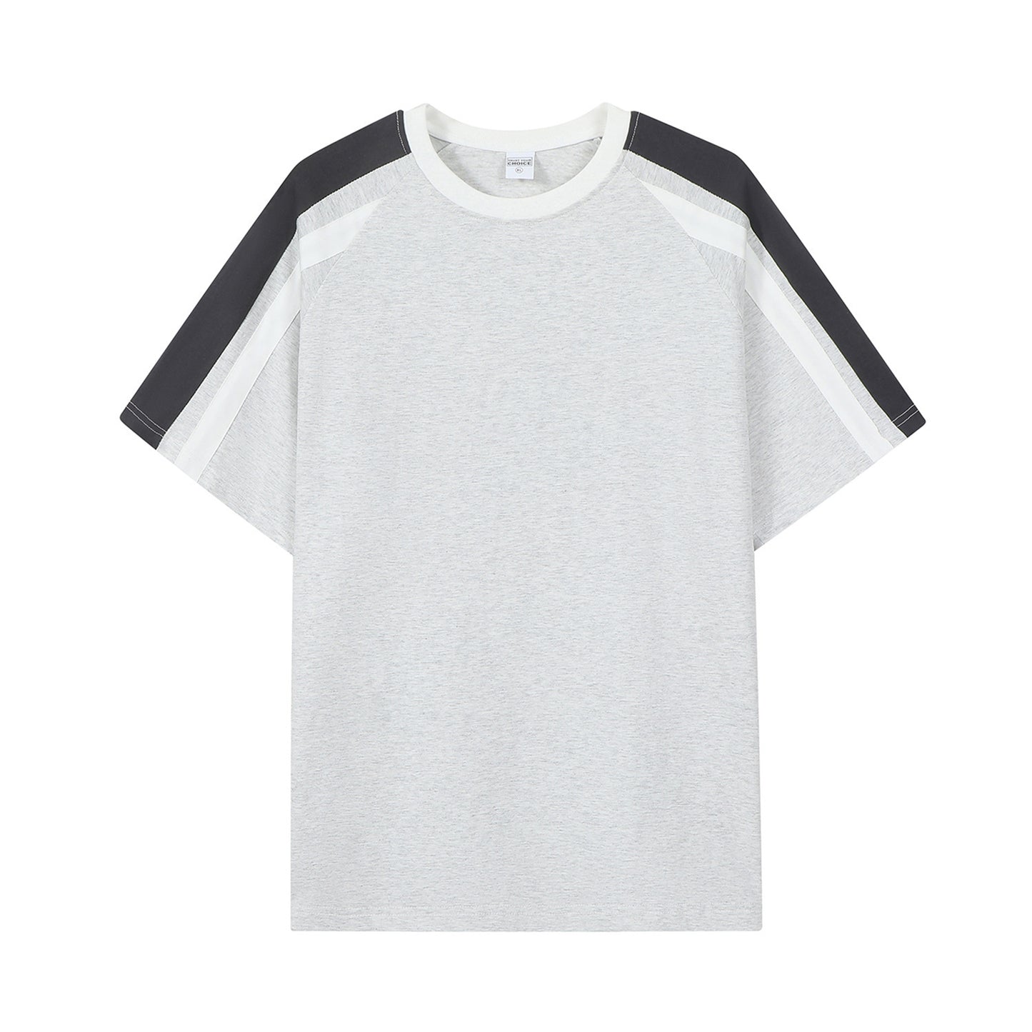 American-style Retro Contrast Color Pull-up Design Short-sleeved T-shirt