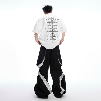 Snake Pupil Backbone Heavy Rivet Backbone Embroidered Short Sleeve Men