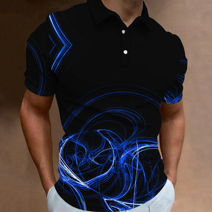 Men's Casual Loose Short Sleeves Plus Size Printed Aurora