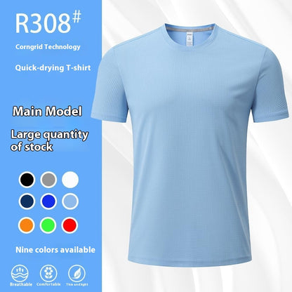 Running Fitness Short Sleeve Ice Silk Round Neck Quick-drying T-shirt