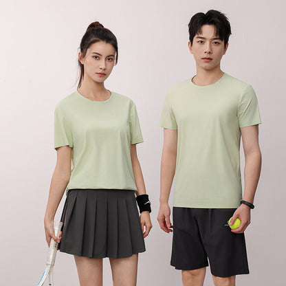 Ice Silk Quick-drying T-shirt Antibacterial Anti-UV Solid Color Short Sleeve Casual
