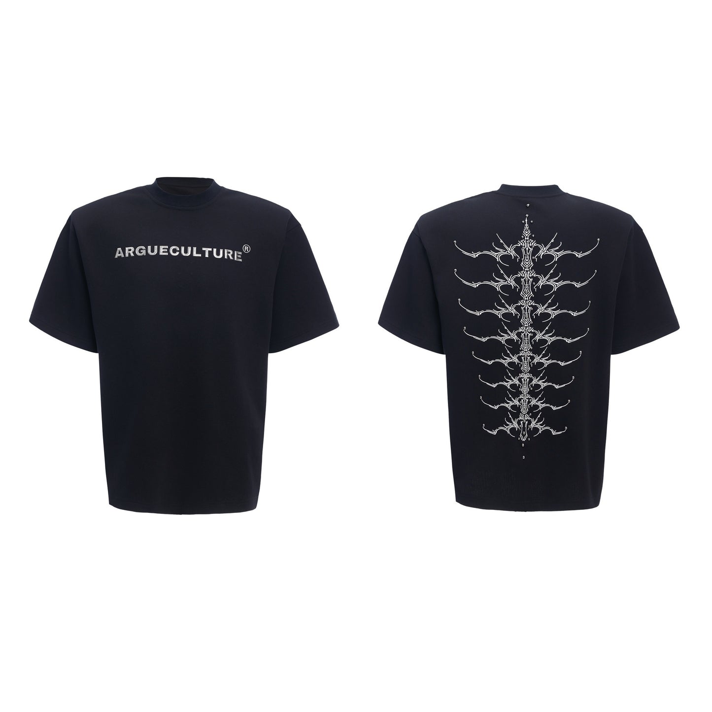 Snake Pupil Backbone Heavy Rivet Backbone Embroidered Short Sleeve Men