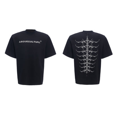 Snake Pupil Backbone Heavy Rivet Backbone Embroidered Short Sleeve Men