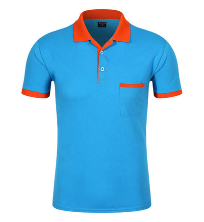 Summer Pocket Color Matching Collar Polo Shirt