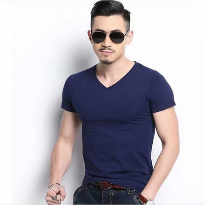 Hong Kong Style Solid Color Short Sleeved  Summer Loose Casual Short Sleeved