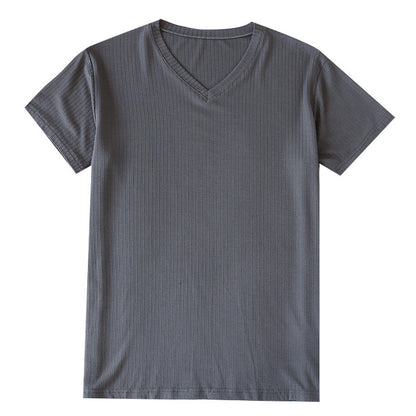 Men's Summer Jacquard Modal Outerwear T-shirt Pajamas Solid Color Sweat-absorbent Cool Breathable Fabric