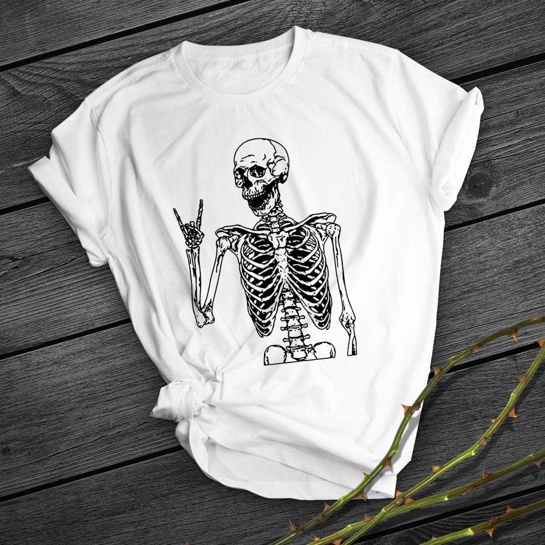 Skull Print Short Shirt Team Uniform European And American Fabrics