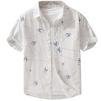 Letter Printed Simple Short Sleeve Shirt