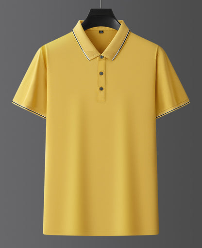 Pure Color Mulberry Silk Men's Short Sleeve