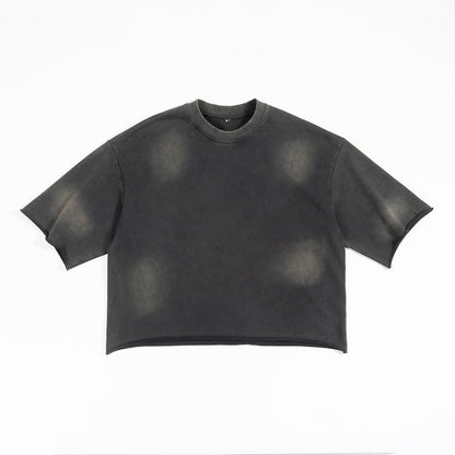 Terry Distressed T-shirt Men's High Street Loose Edge Washed-out Vintage