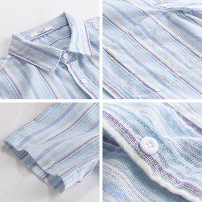 Summer Menswear Striped Minimalist Short Sleeve Shirt
