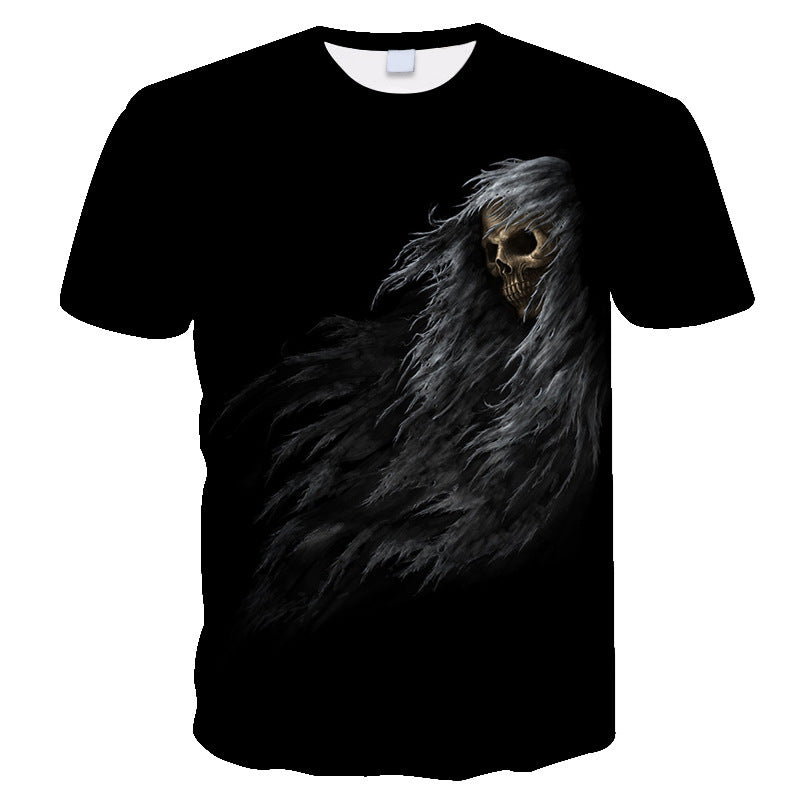 Skull Men's And Women's 3D Digital Printing Loose Fashion Casual Short Sleeve