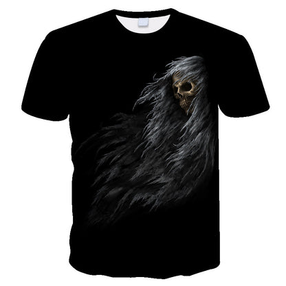 Skull Men's And Women's 3D Digital Printing Loose Fashion Casual Short Sleeve